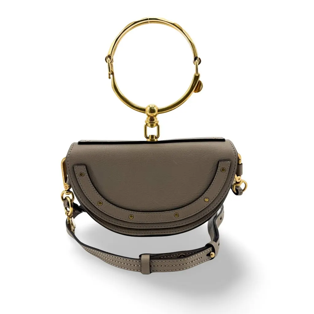 Chloé Chloe Nile Small Bracelet Bag Motty Grey Gold Leather Very good - Front View