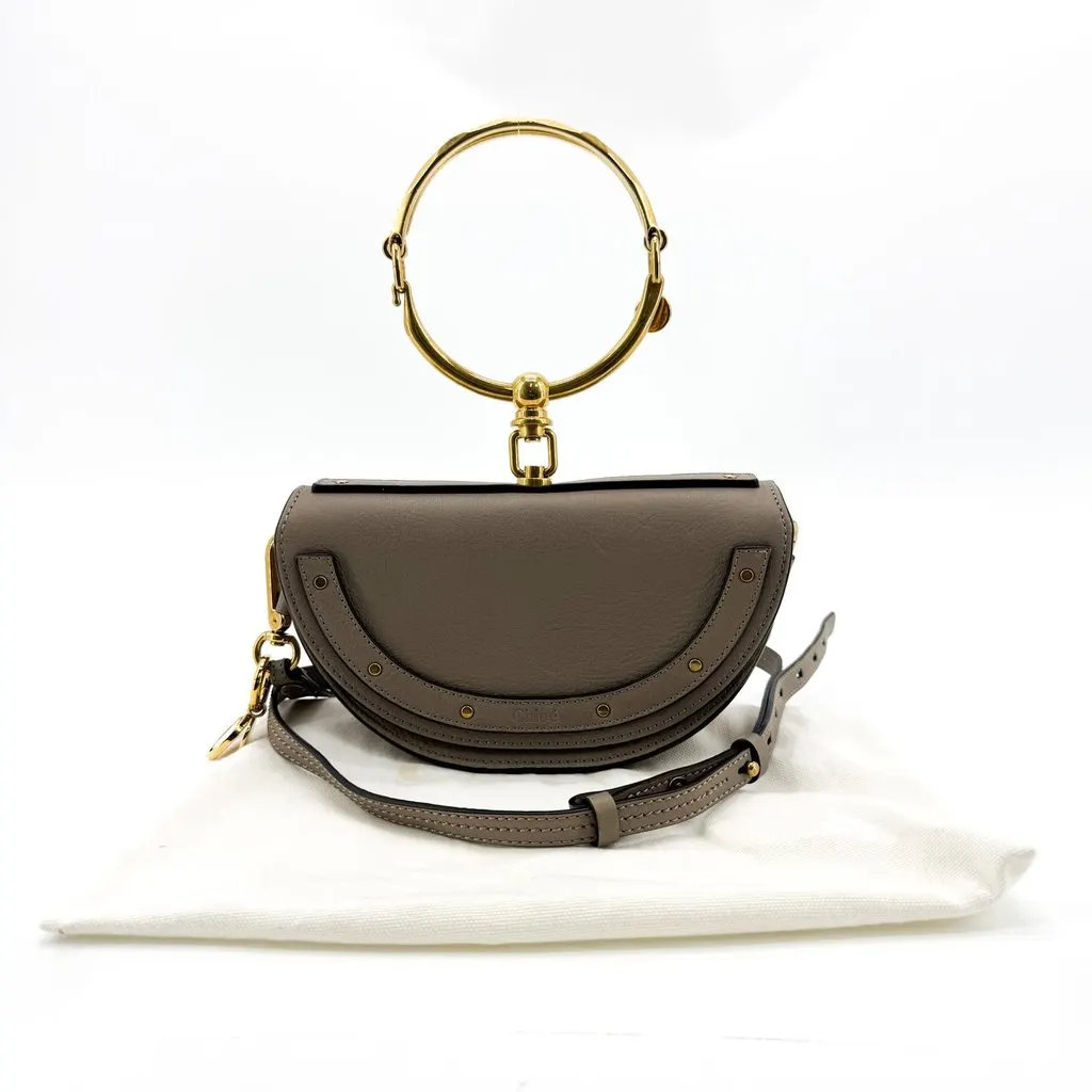 Chloé Chloe Nile Small Bracelet Bag Motty Grey Gold Leather Very good - Back View