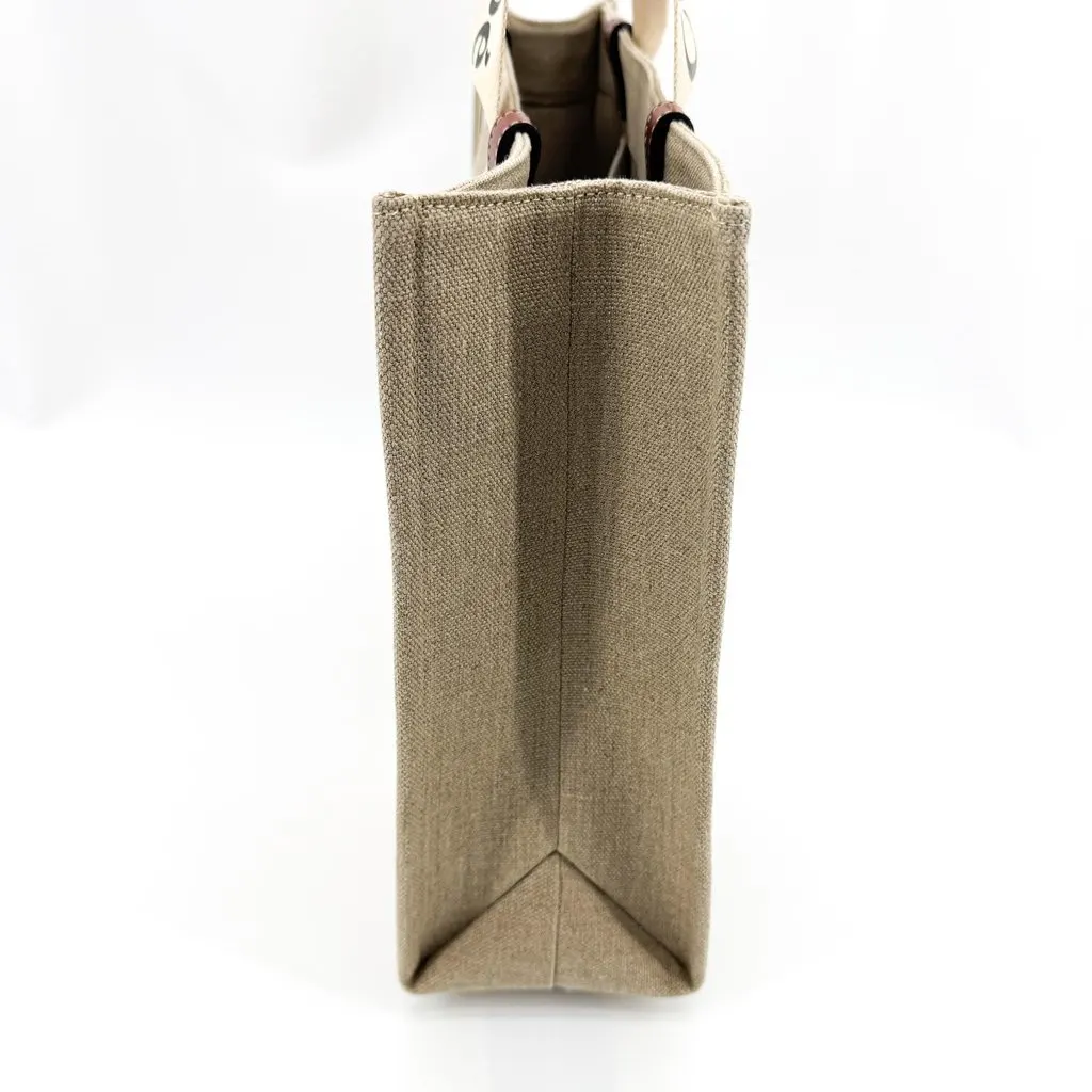 Chloé Chloe Woody Medium Tote Bag Beige Brown Beige Canvas Very good - Model View