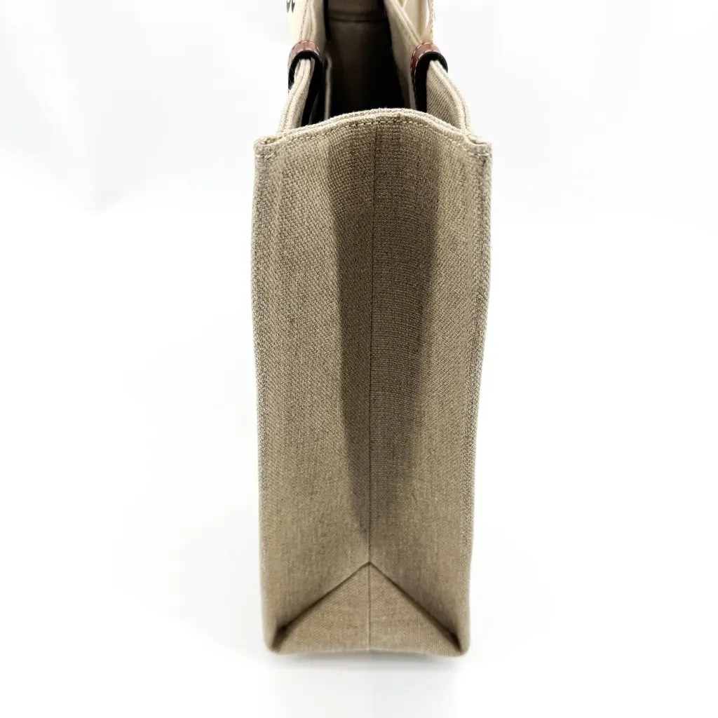 Chloé Chloe Woody Medium Tote Bag Beige Brown Beige Canvas Very good - Box View