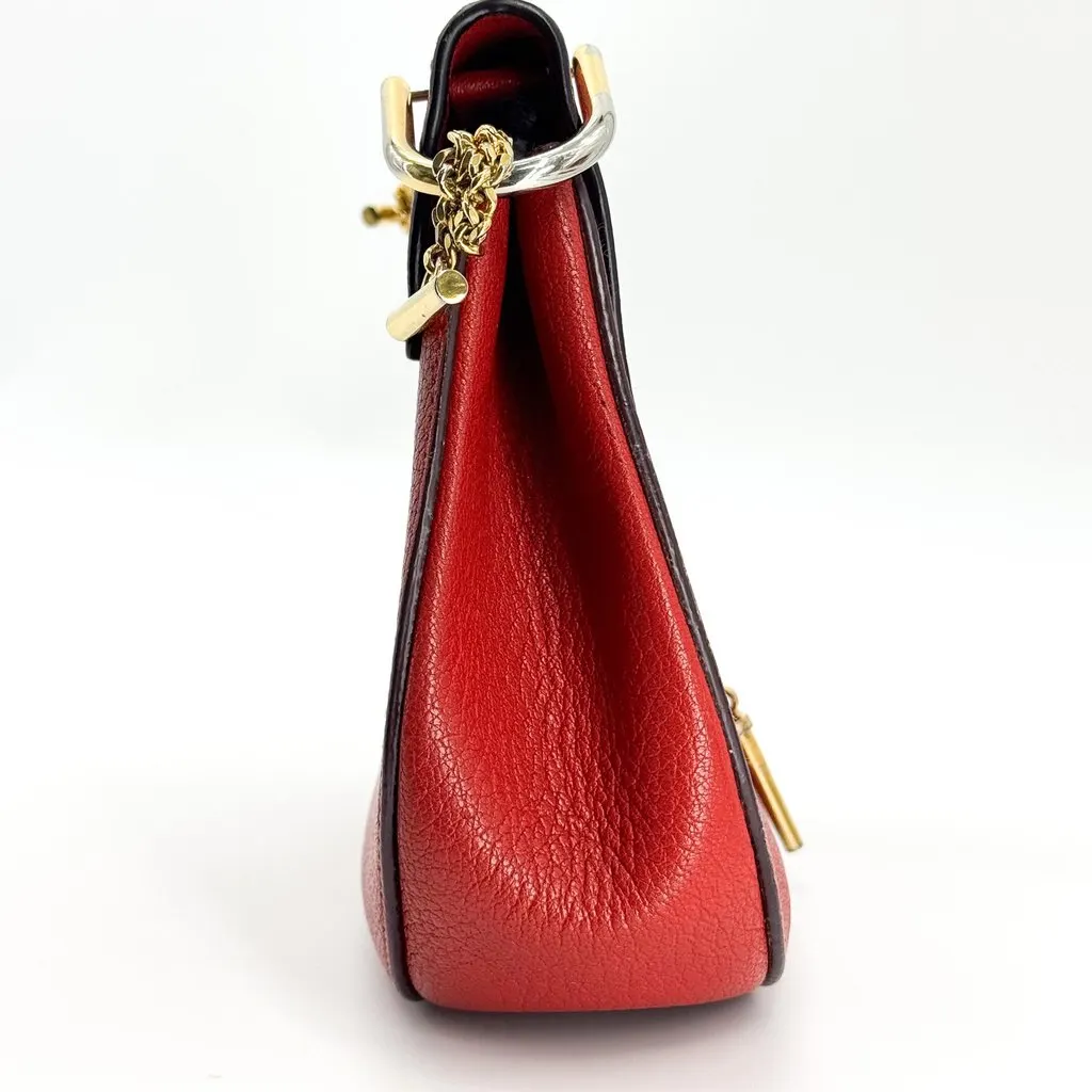 Chloé Chloe Drew Shoulder Bag Small Red Gold Leather Good - Box View