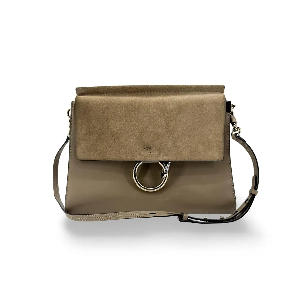 Chloé Chloe Faye متوسطة كتف حقيبة Taupe