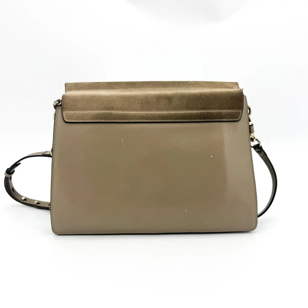 Chloé Chloe Faye Medium Shoulder Bag Taupe Beige Suede Fair - Back View