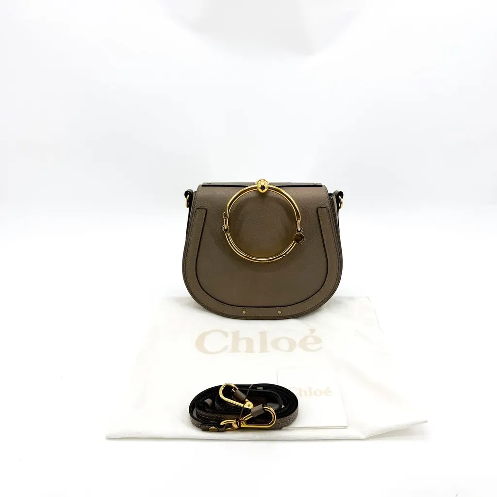 Chloé Chloe Small Nile Bracelet Bag Motive Grey Gold Leather Good - Back View