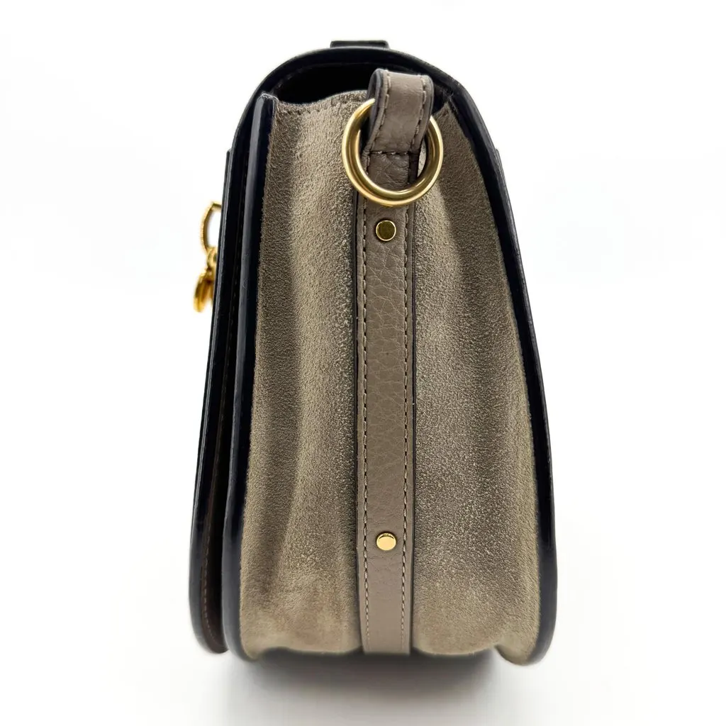 Chloé Chloe Small Nile Bracelet Bag Motive Grey Gold Leather Good - Model View