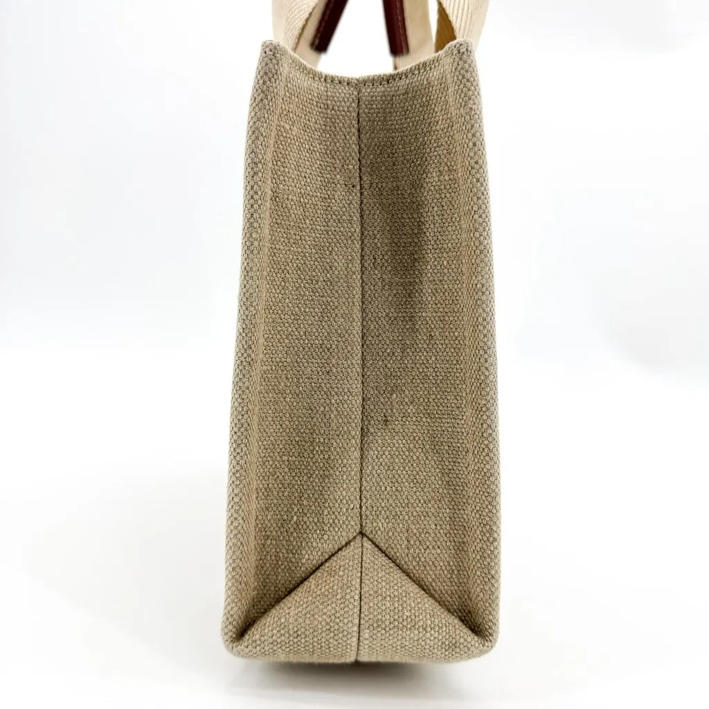 Chloé Chloe Small Woody Tote Bag Natural Brown Beige Canvas Very good - Model View
