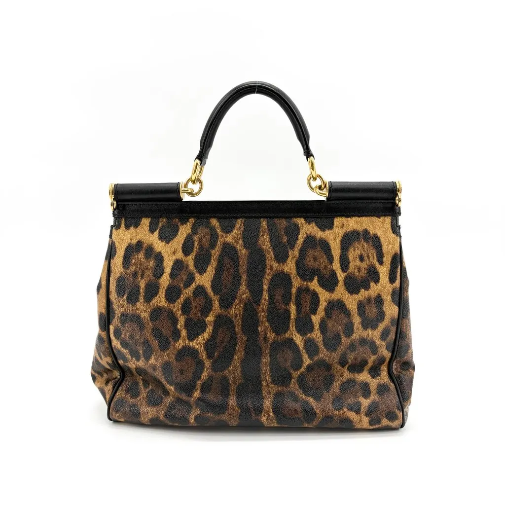 Dolce & Gabbana Sicilian Medium Leopard Print Dauphine Leather Bag MultiColor Leather Good - Inside View