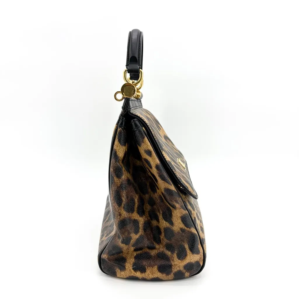 Dolce & Gabbana Sicilian Medium Leopard Print Dauphine Leather Bag MultiColor Leather Good - Box View