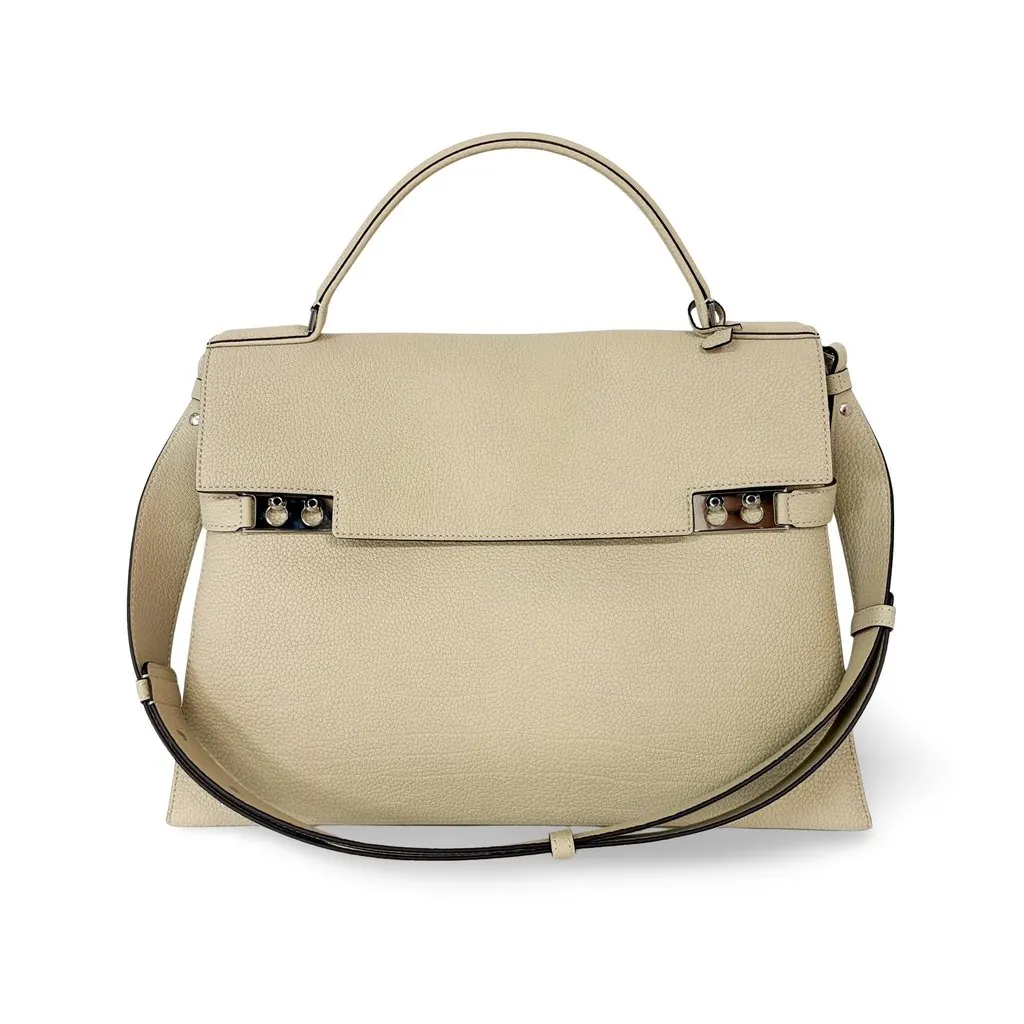 Delvaux Tempet Large Leather Tote Bag Ecru Leather Very good - Front View
