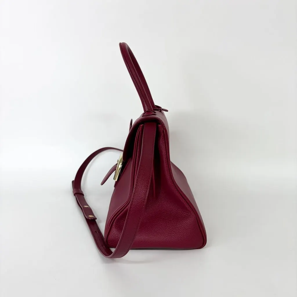 Delvaux Briand MM Rodeo Leather Bordeaux Gold Hardware Pink Leather Good - Inside View