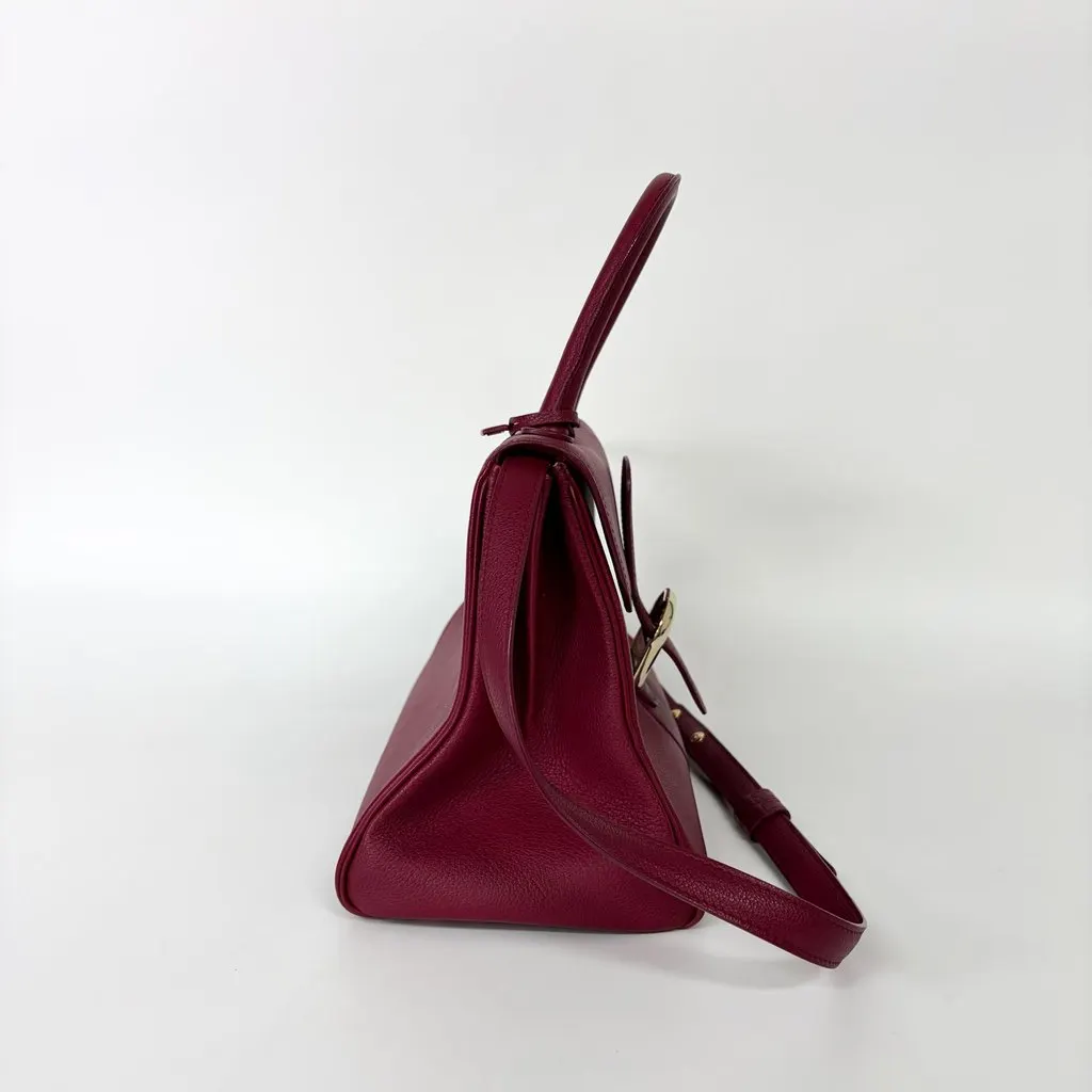 Delvaux Briand MM Rodeo Leather Bordeaux Gold Hardware Pink Leather Good - Model View