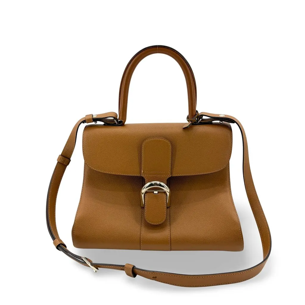 Delvaux Briand MM Rodeo Cap Vegetal Gold Brown Leather Very good - Front View