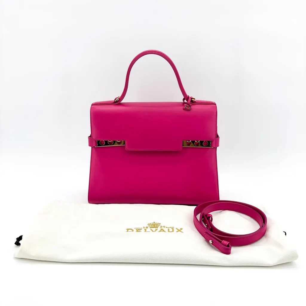 Delvaux Tompette Medium Peony Pink Gold Hardware Pink Leather Very good - Back View