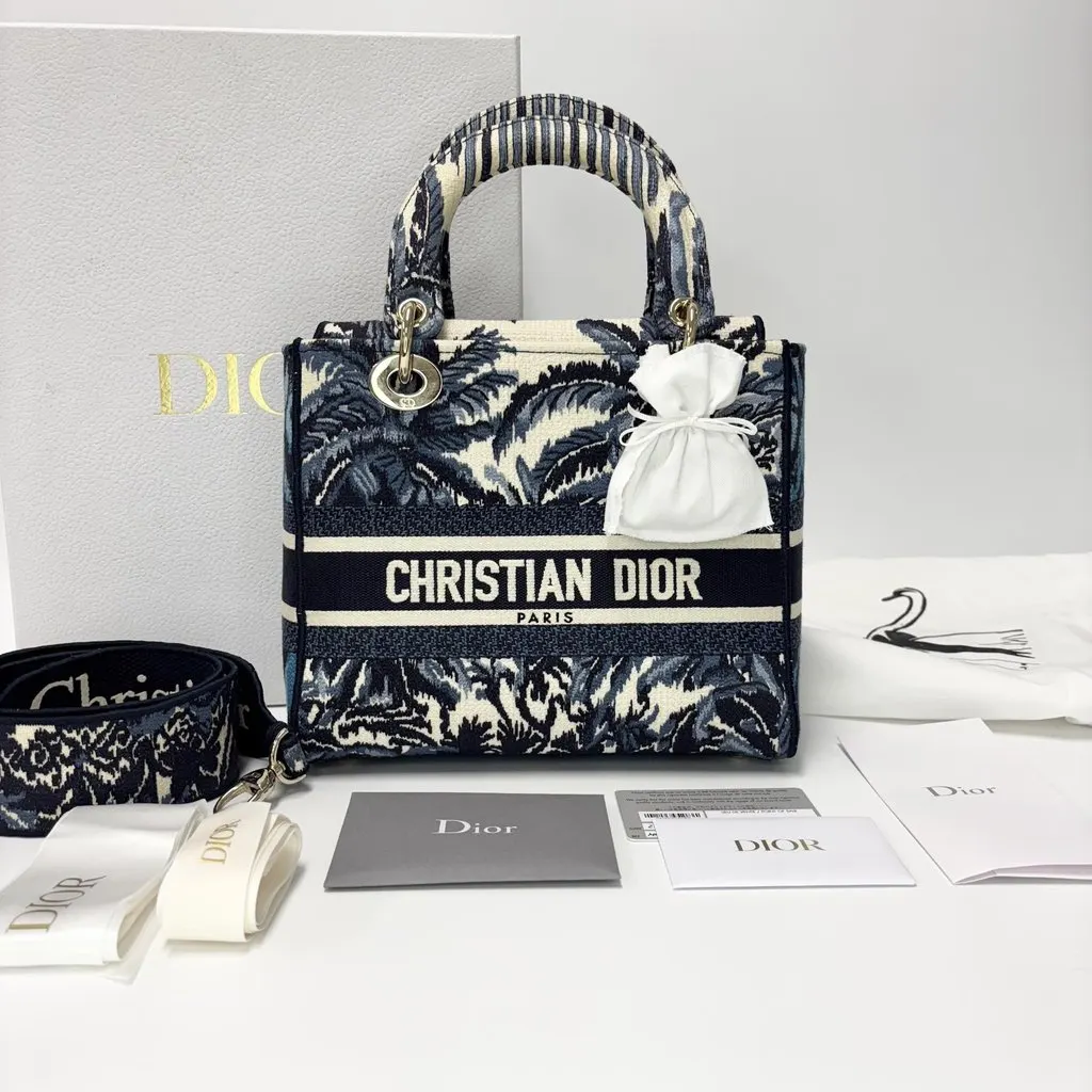 Dior Lady Delight Medium Navy Leather Very good - Back View