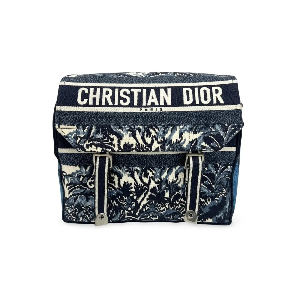 Dior Camp messenger bag Navy Jacquard Very good - Front View