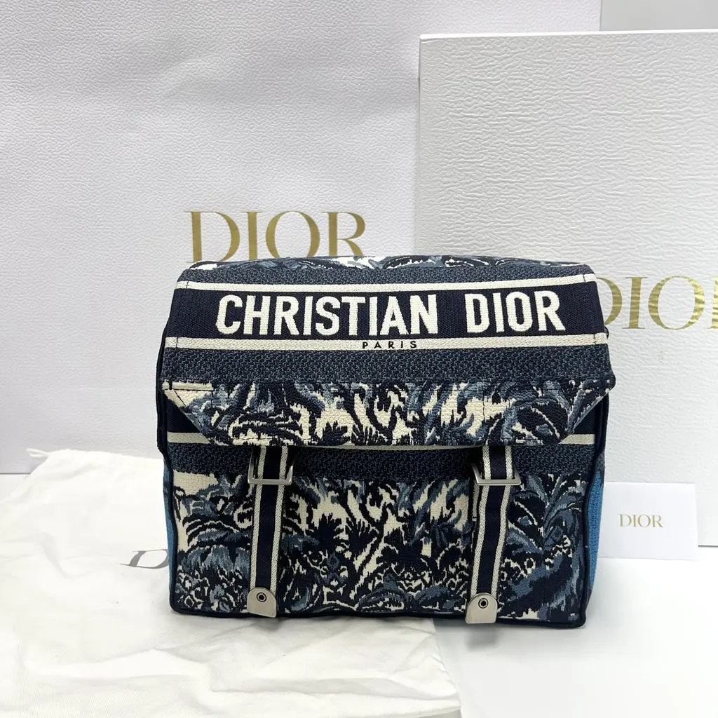 Dior Camp messenger bag Navy Jacquard Very good - Back View