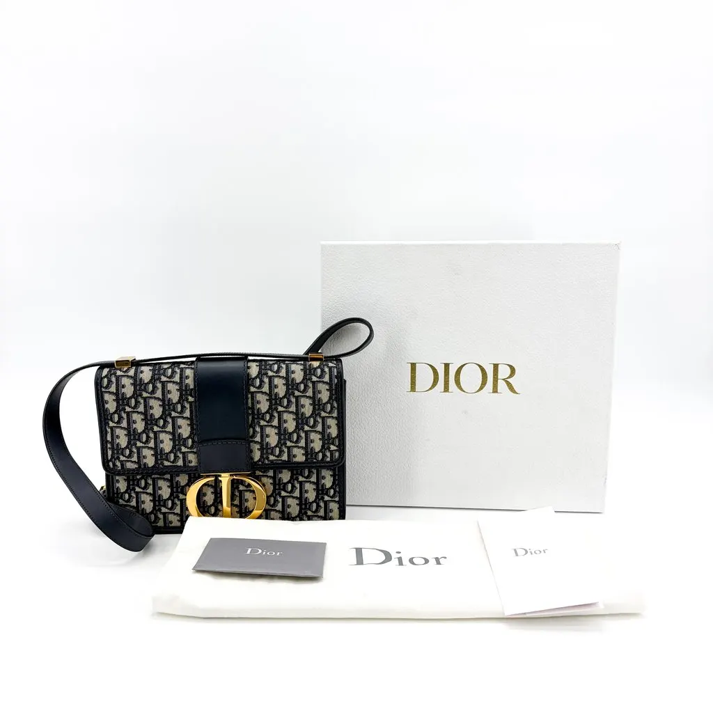 Dior 30 Montaigne Blue Oblique Jacquard Bag MultiColor Jacquard Very good - Back View