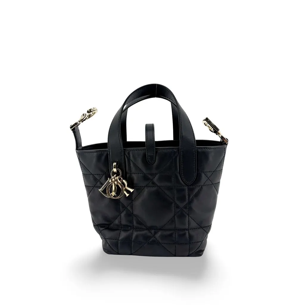 Dior Lady 95.22 Small Bag Black Gold Hardware MultiColor Leather Very good - Front View