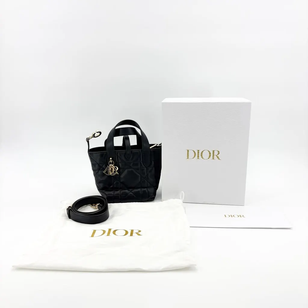 Dior Lady 95.22 Small Bag Black Gold Hardware MultiColor Leather Very good - Back View