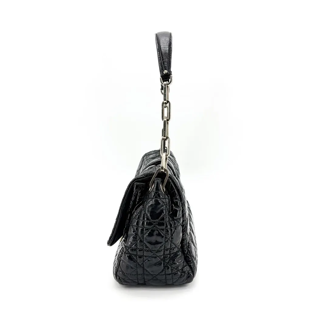 Dior Cannage Patent Flap Shoulder Bag Black MultiColor Leather Good - Inside View