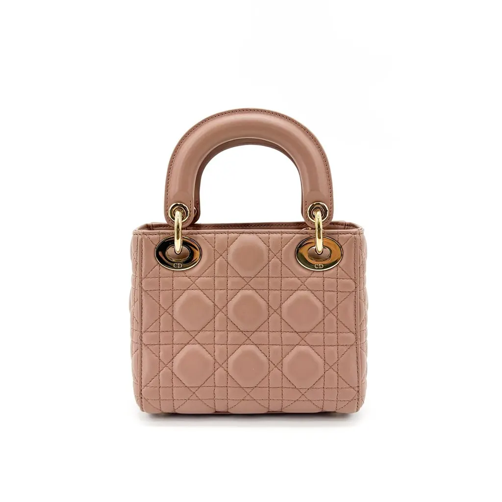 Dior Mini Lady Dior Bag Powder Pink Lambskin Gold Hardware MultiColor Leather Very good - Inside View