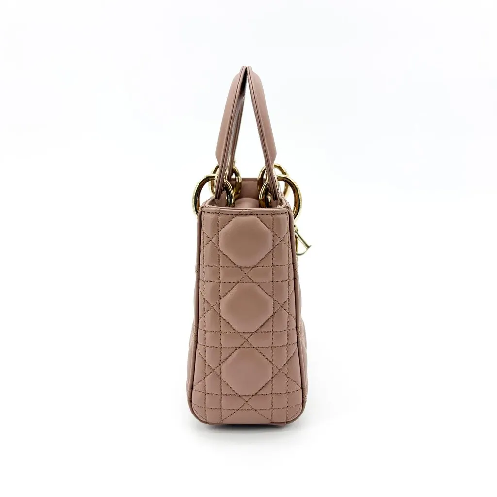 Dior Mini Lady Dior Bag Powder Pink Lambskin Gold Hardware MultiColor Leather Very good - Box View