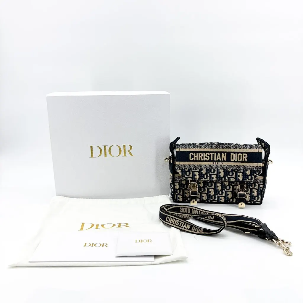 Dior Small Dior Camp Bag Navy Blue Oblique Embroidery MultiColor Canvas Very good - Back View