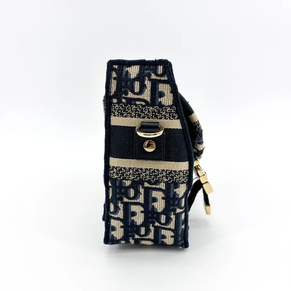 Dior Small Dior Camp Bag Navy Blue Oblique Embroidery MultiColor Canvas Very good - Box View