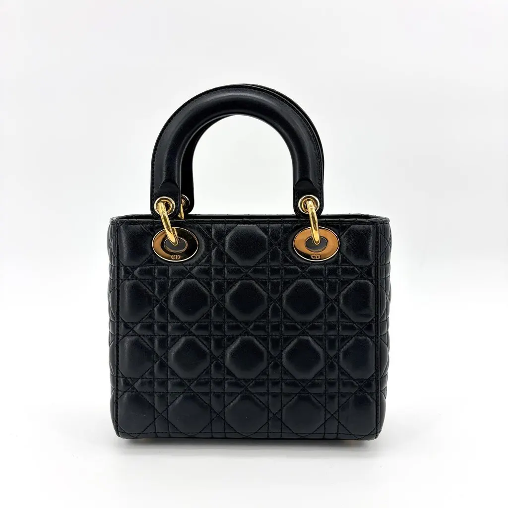 Dior Small Lady Dior Bag Black Lambskin Gold Hardware MultiColor Leather Very good - Inside View