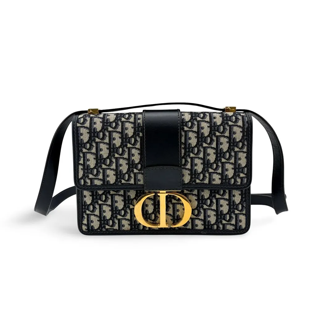 Dior 30 Montaigne Bag Blue Oblique Jacquard MultiColor Jacquard Very good - Front View