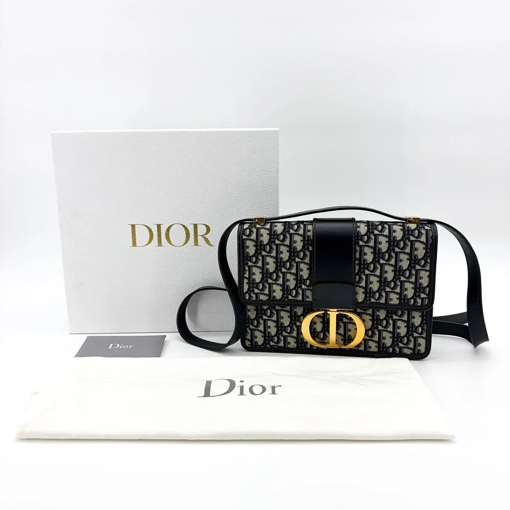Dior 30 Montaigne Bag Blue Oblique Jacquard MultiColor Jacquard Very good - Back View