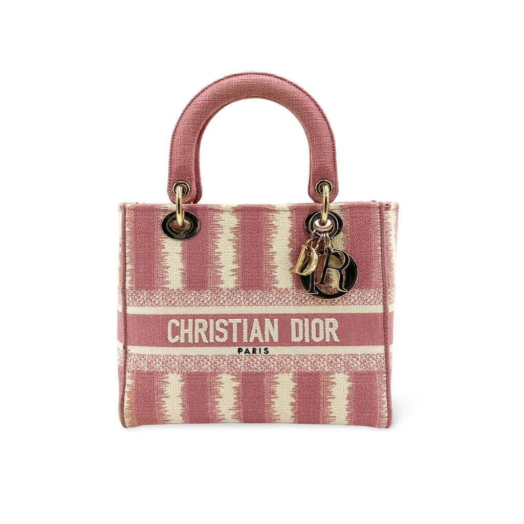 Dior Medium Lady Delight Pink Icart Canvas MultiColor Canvas Very good - Front View