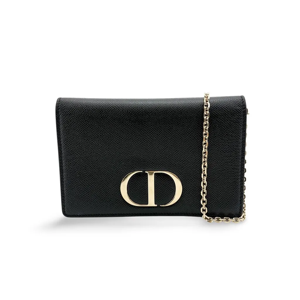 Dior 30 Montaigne 2-in-1 Pouch Black Grain Calfskin Black Leather Very good - Front View
