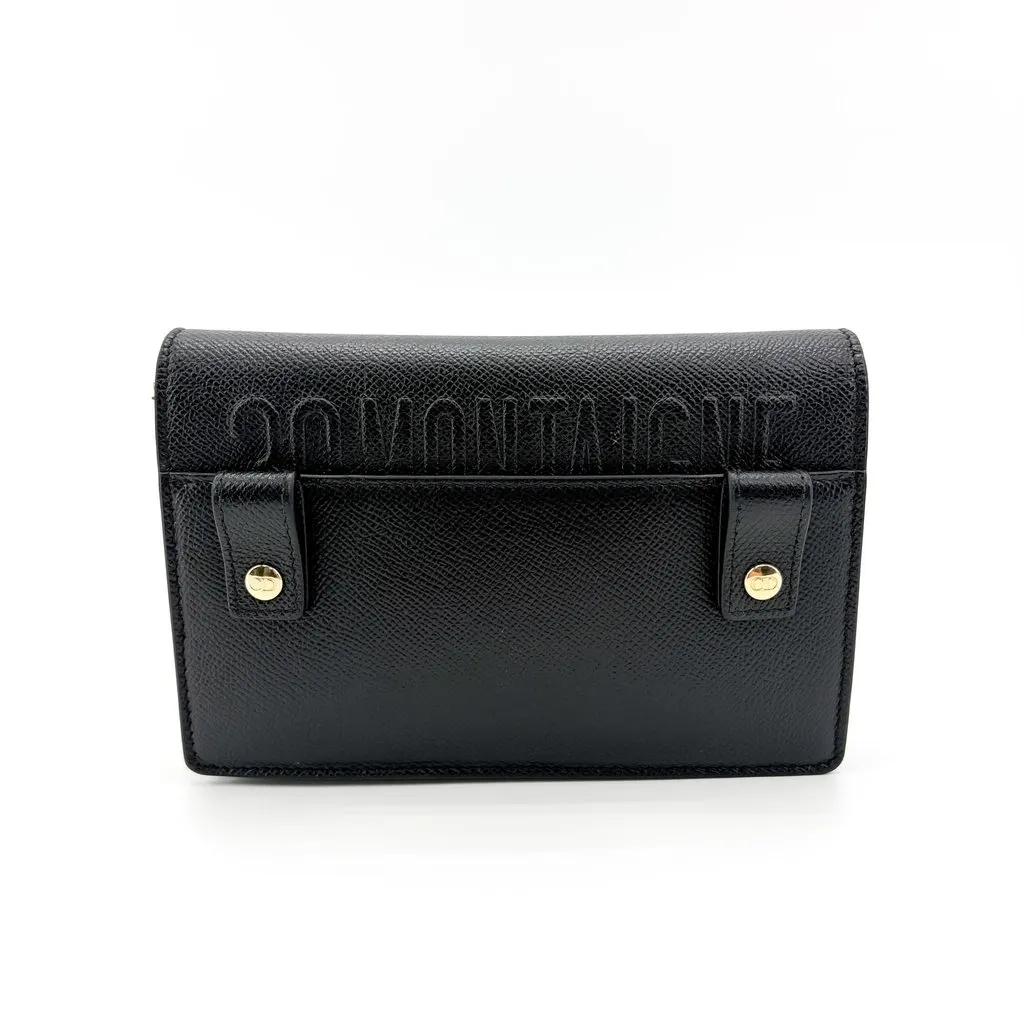 Dior 30 Montaigne 2-in-1 Pouch Black Grain Calfskin Black Leather Very good - Back View