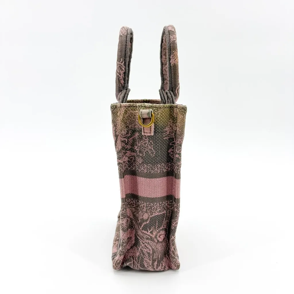 Dior Mini Book Tote Pink and Gray Jui Reverse Embroidery Pink Canvas Fair - Box View