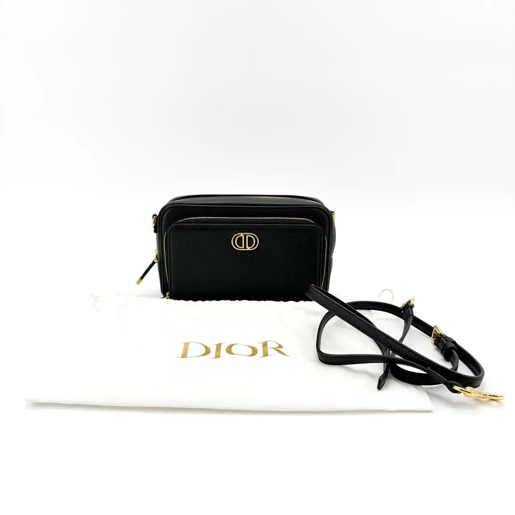 Dior 30 Montaigne 2-in-1 Pouch Black Grain Calfskin Black Leather Very good - Back View