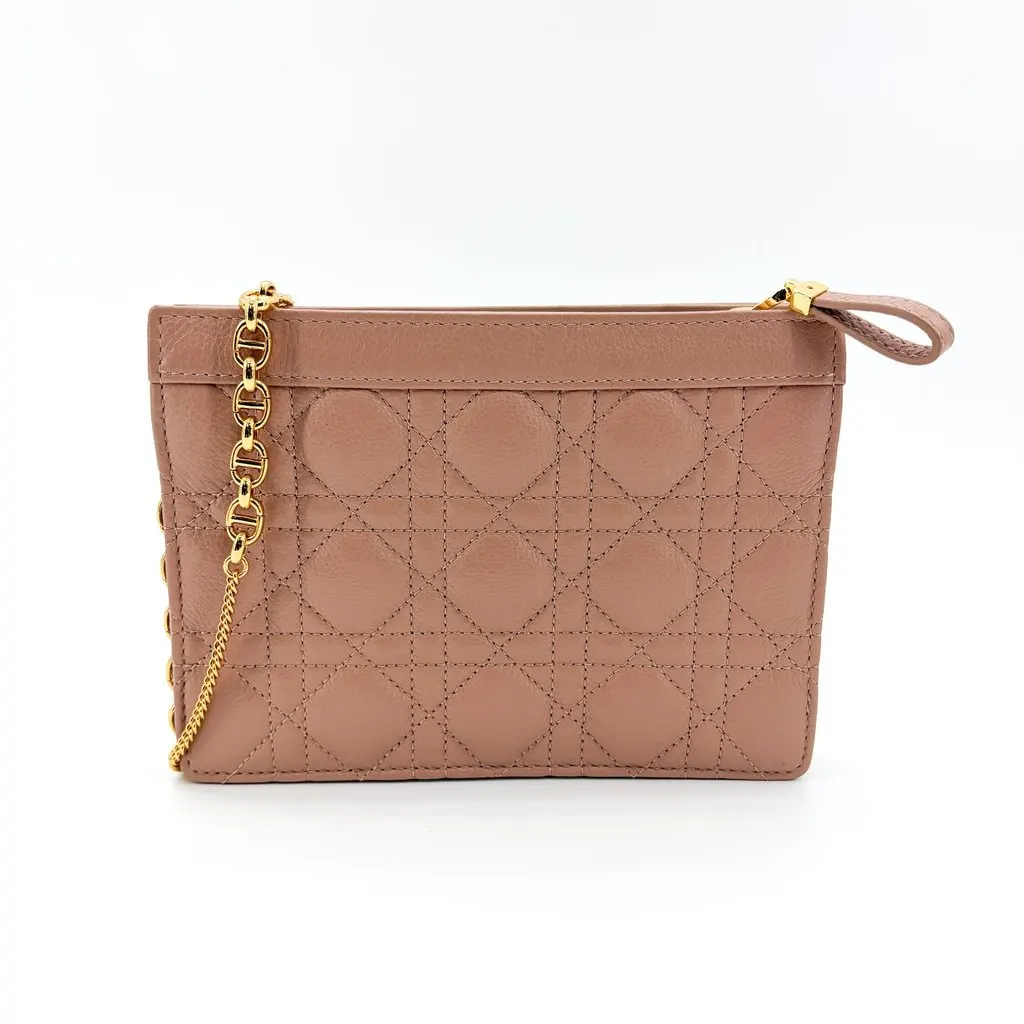 Dior Caro Slim Pouch Rose des Vents Cannage Calfskin Pink Leather Very good - Inside View