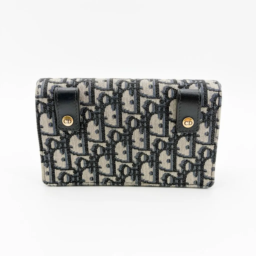 Dior Saddle Slim Pouch Blue Oblique Jacquard Beige Jacquard Very good - Inside View