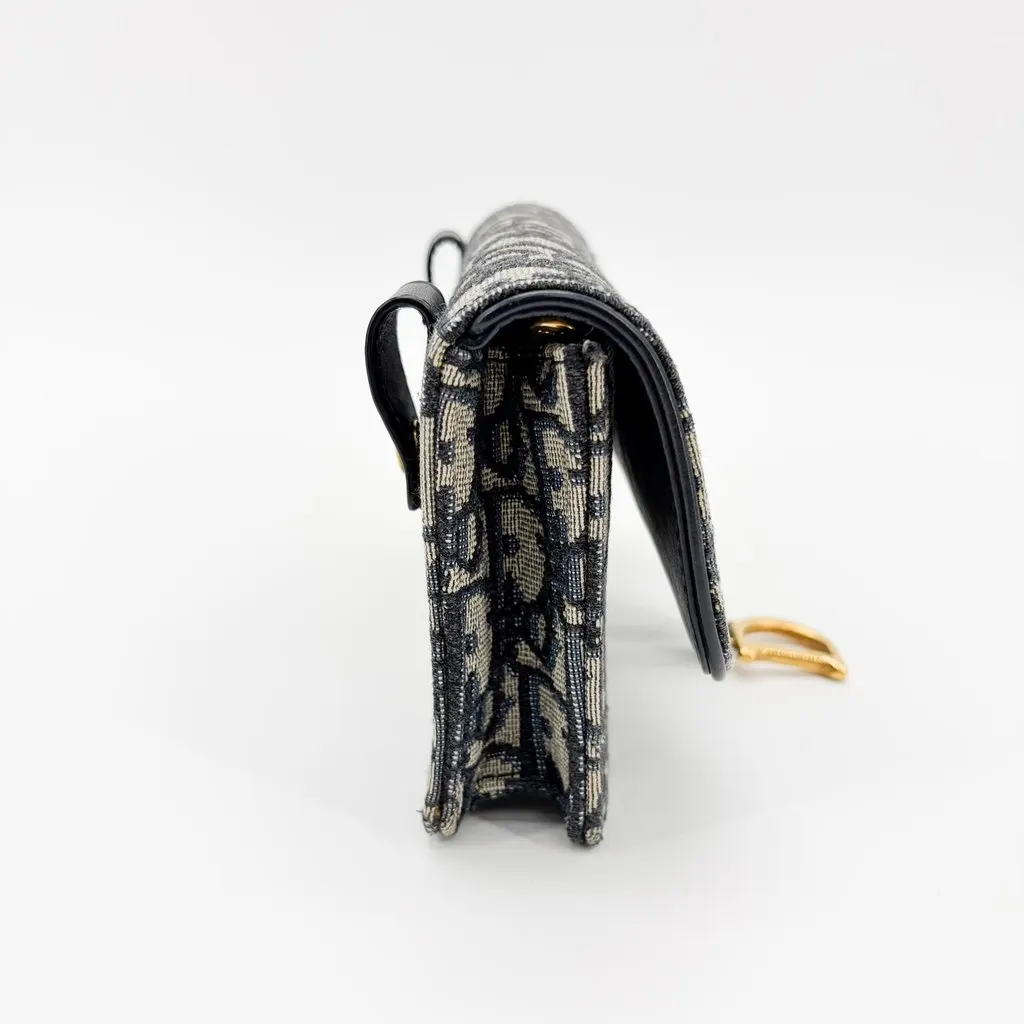 Dior Saddle Slim Pouch Blue Oblique Jacquard Beige Jacquard Very good - Box View