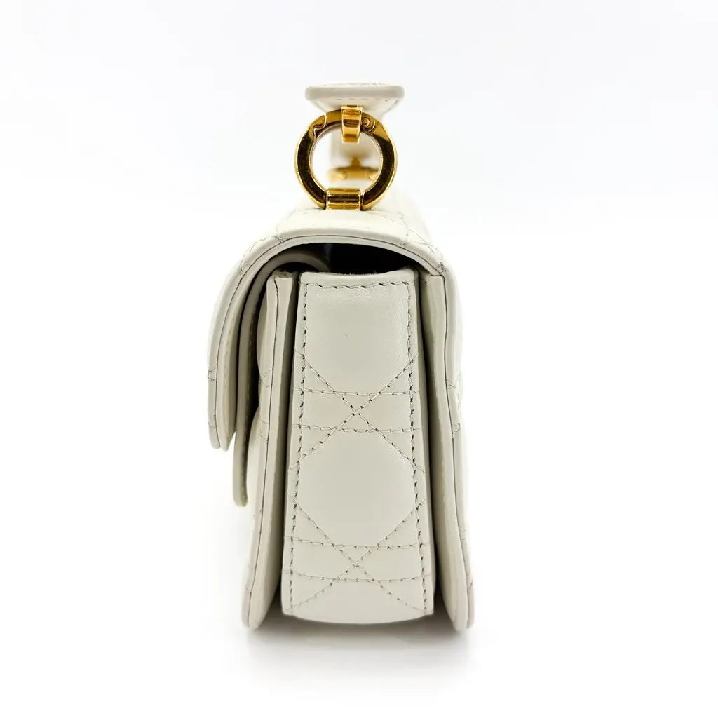 Dior Micro Caro Bag White Canage Calfskin Gold Leather Very good - Model View