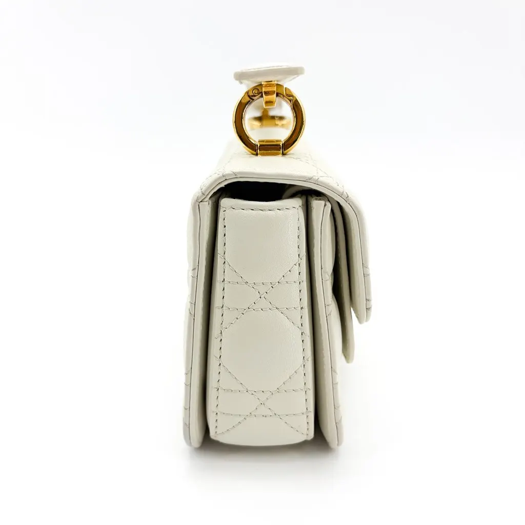 Dior Micro Caro Bag White Canage Calfskin Gold Leather Very good - Box View