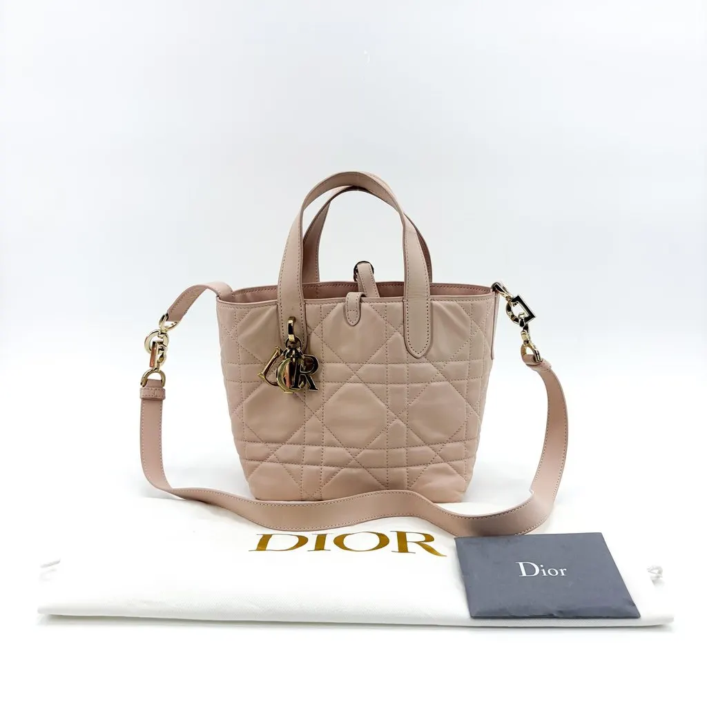 Dior Small Toujours Bag Rose des Bains Macrocanage Calfskin Beige Leather Good - Back View