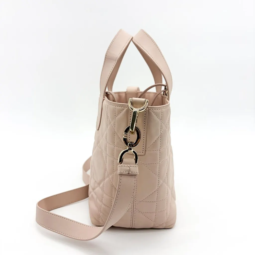 Dior Small Toujours Bag Rose des Bains Macrocanage Calfskin Beige Leather Good - Model View
