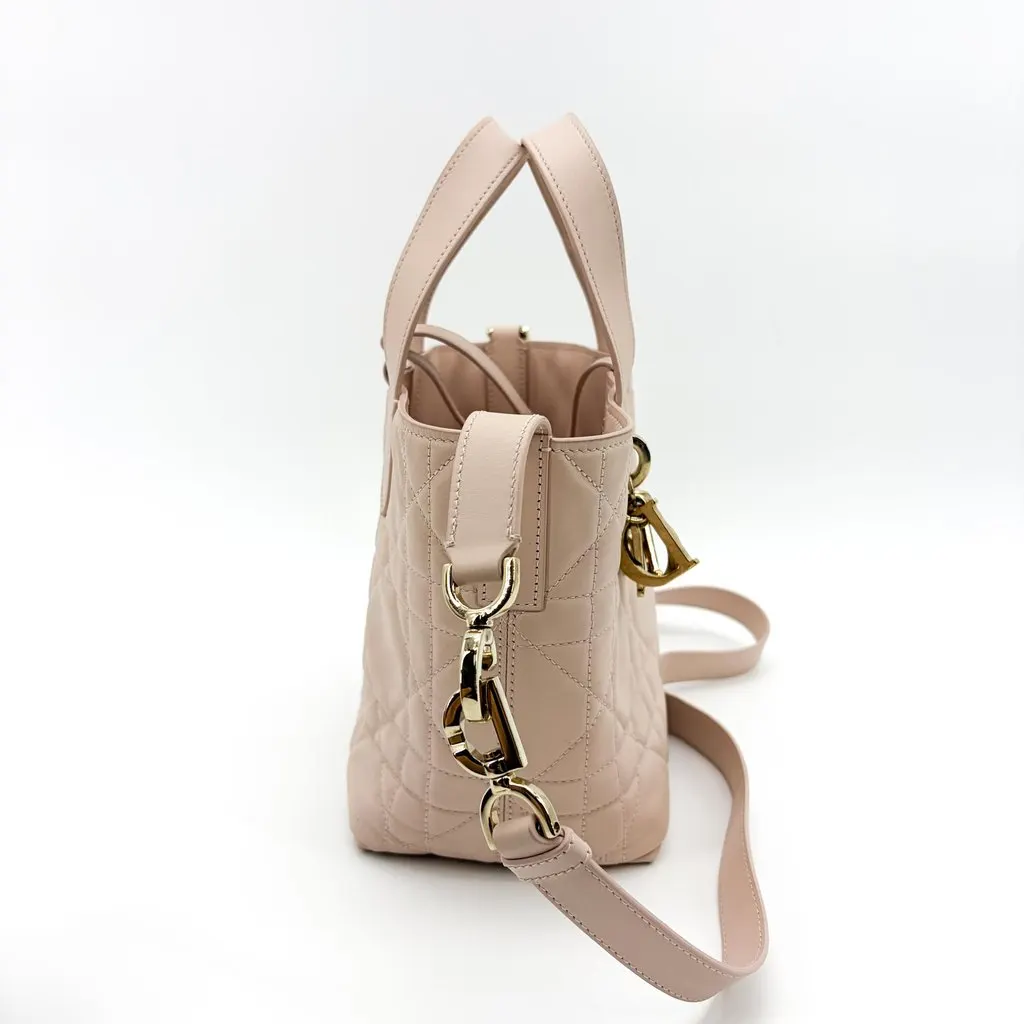 Dior Small Toujours Bag Rose des Bains Macrocanage Calfskin Beige Leather Good - Box View