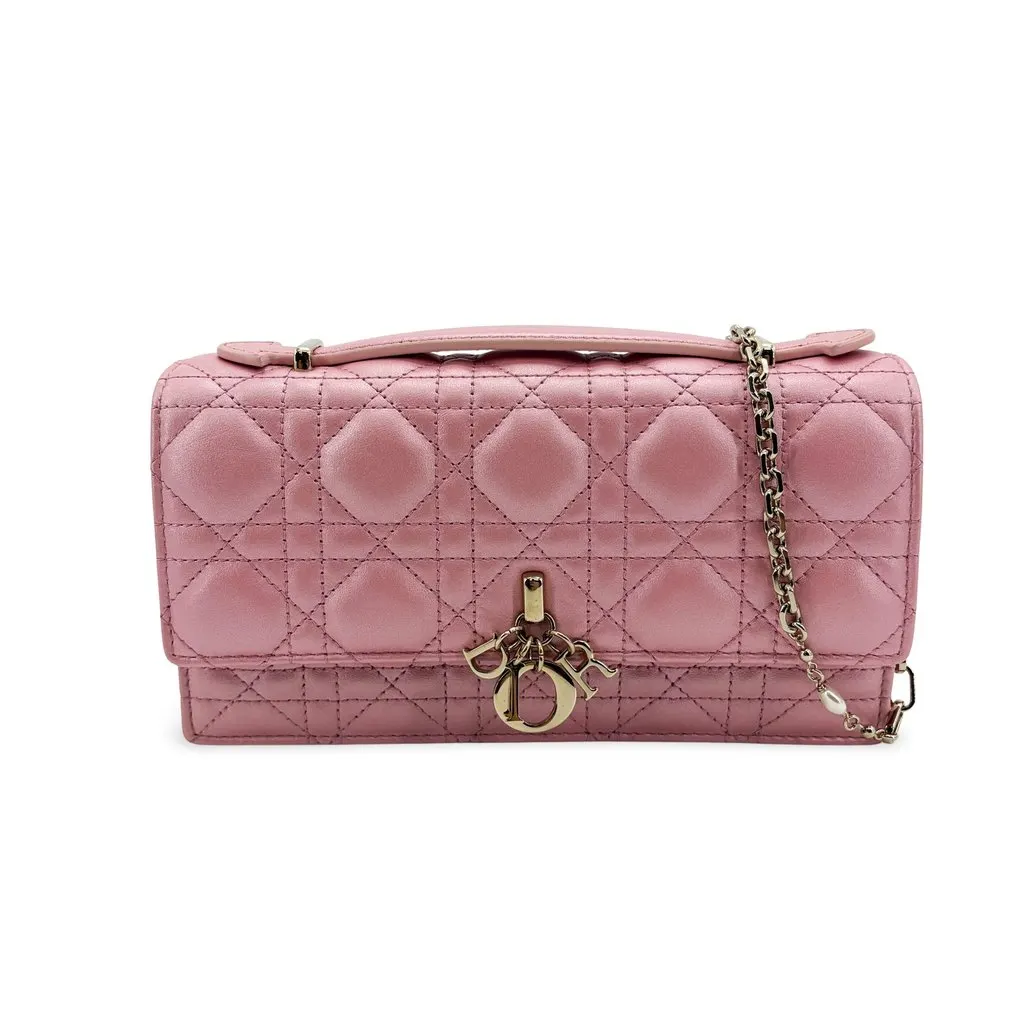 Dior Miss Dior Top Handle Pouch Pink Cannage Lambskin Pink Leather Very good - Front View