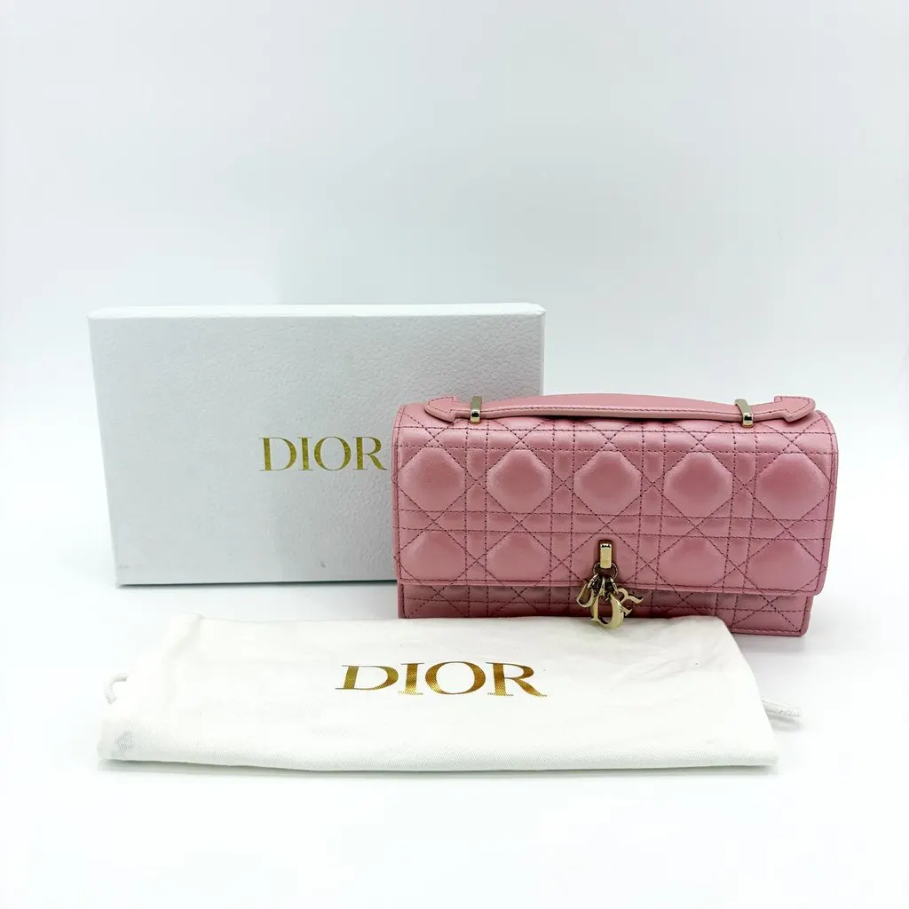 Dior Miss Dior Top Handle Pouch Pink Cannage Lambskin Pink Leather Very good - Back View