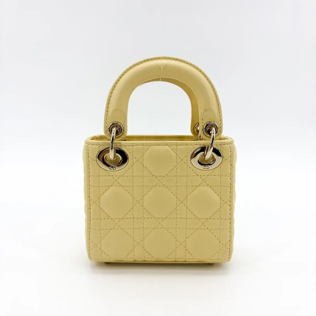 Dior Micro Lady Dior Bag Pastel Yellow Yellow Leather Very good - Inside View