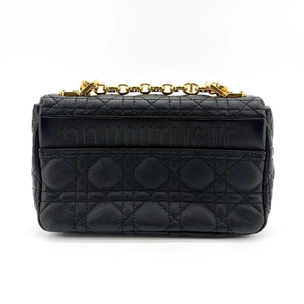 Dior Medium Caro Bag Black Cannage Calfskin Gold Hardware Black Leather Very good - Inside View