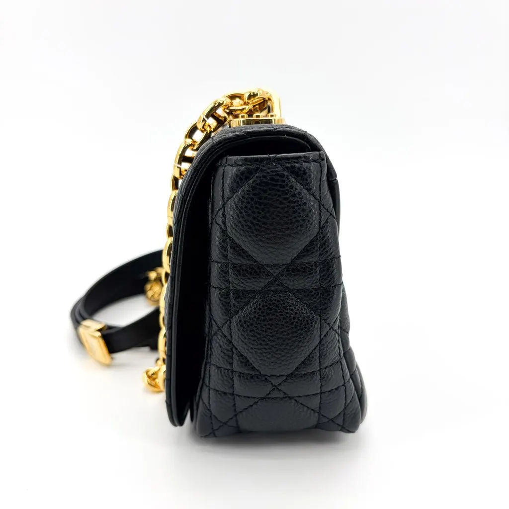 Dior Medium Caro Bag Black Cannage Calfskin Gold Hardware Black Leather Very good - Model View