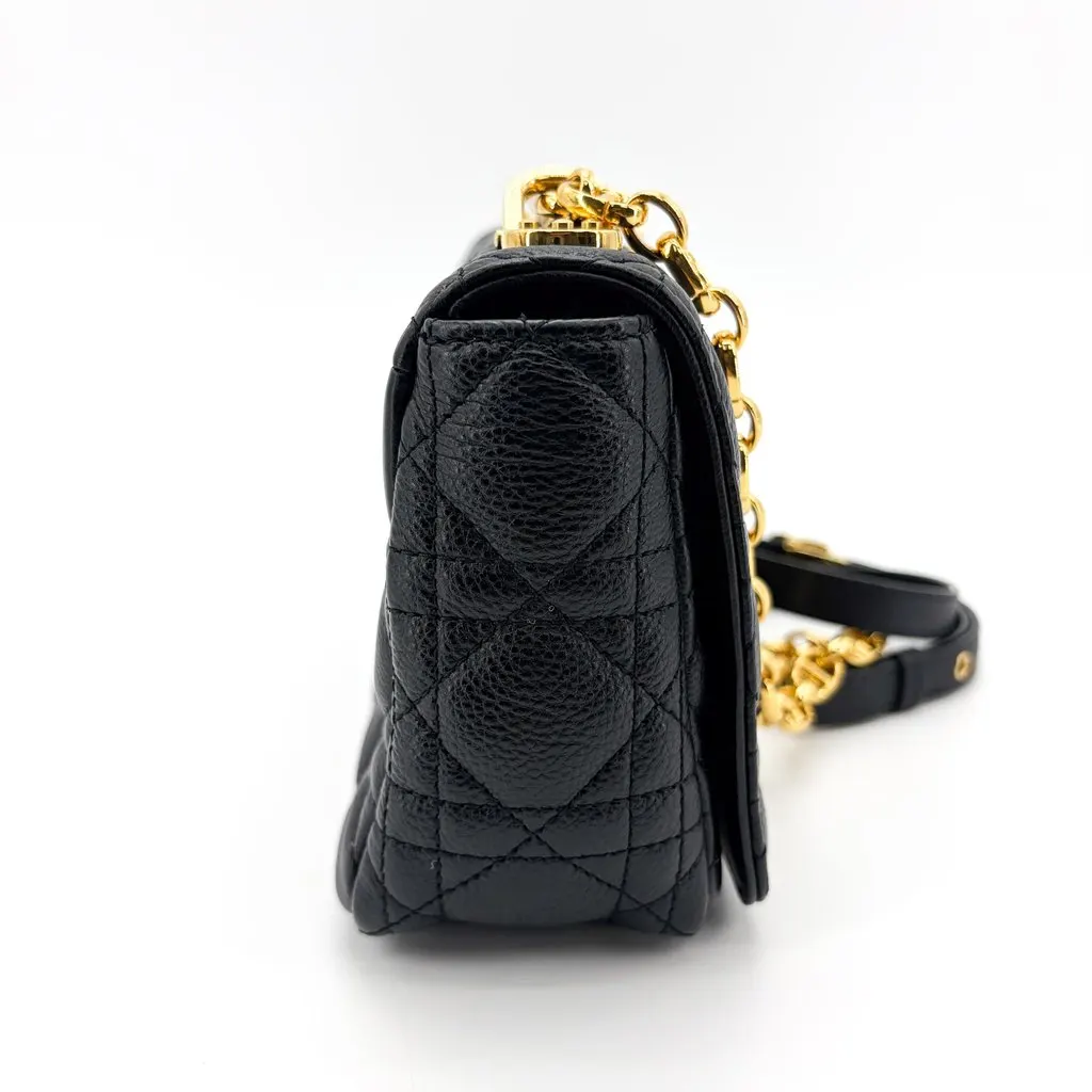Dior Medium Caro Bag Black Cannage Calfskin Gold Hardware Black Leather Very good - Box View